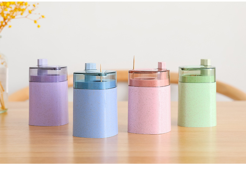 Wheat Toothpick Box Creative Automatic Pop-up Household Living Room Push Button Toothpick Bottle Cans Portable Portable Toothpick Holder Wheat Toothpick Box Creative Automatic Pop-up Household Living Room Push Button Toothpick Bottle Cans Portable Portable Toothpick Holder