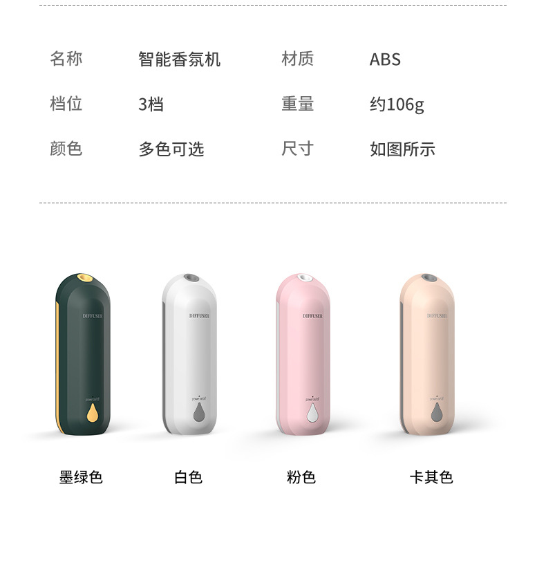 Automatic Aerosol Dispenser Bathroom Deodorant Household Hotel Ultrasonic Aroma Diffuser Car Fragrance Machine Rechargeable Essential Oil Device Aroma Diffuser