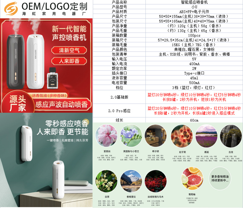 Aroma Diffuser Automatic Aerosol Dispenser Home Voice-Activated Induction Smart Ultrasonic Aroma Diffuser Toilet Hotel Fragrant Cross-Border Fragrance Machine
