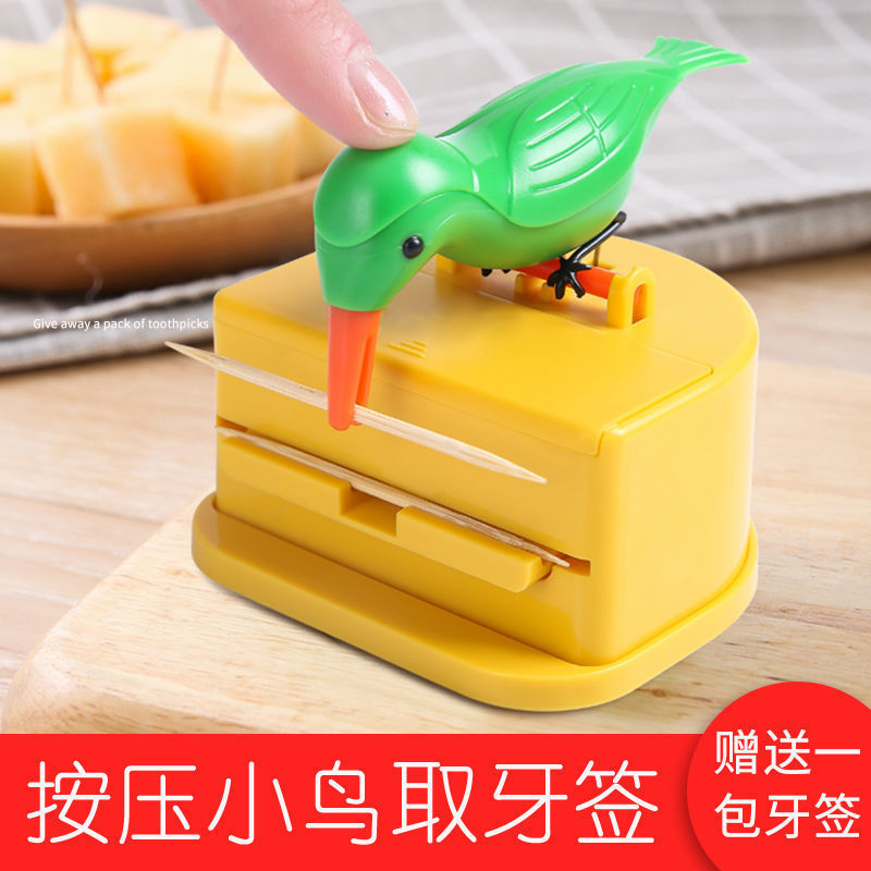 Tiktok Same Smart Toothpick Tin Lovely Birds Toothpick Box Tube Press Type Toothpick Box Home Living Room Storage Box