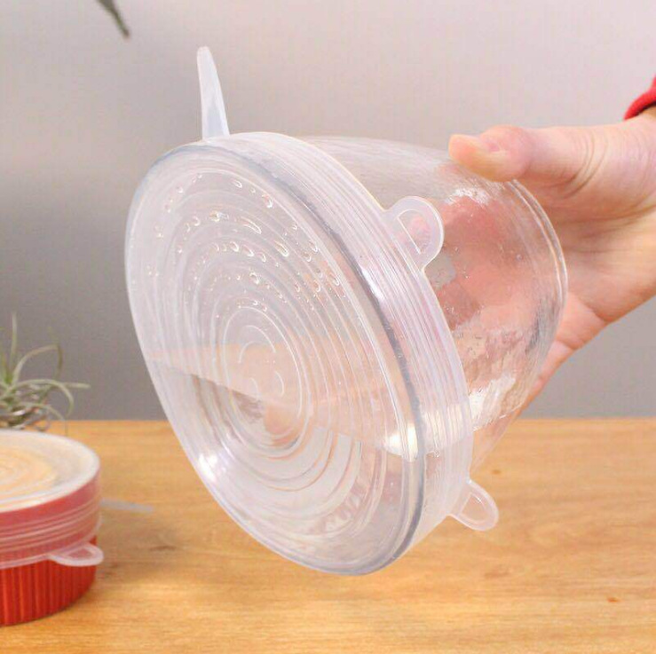 Edible Silicon Six-Piece Set Fresh Cover Stretch Bowl Cover Refrigerator Microwave Oven Sealed Transparent Plastic Wrap Silicone Cover