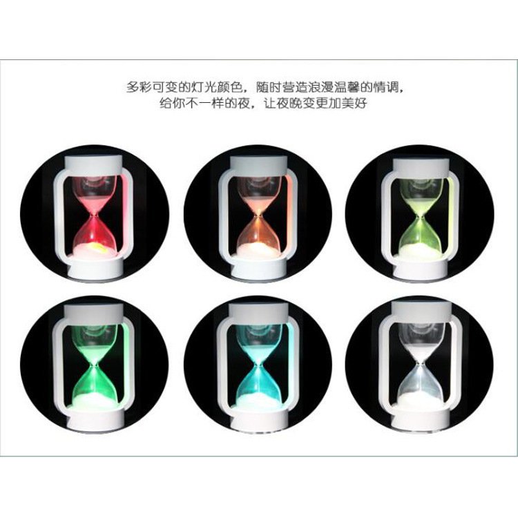 Amazon hot style colorful hourglass LED hourglass time gravity sensing night light timer atmosphere light