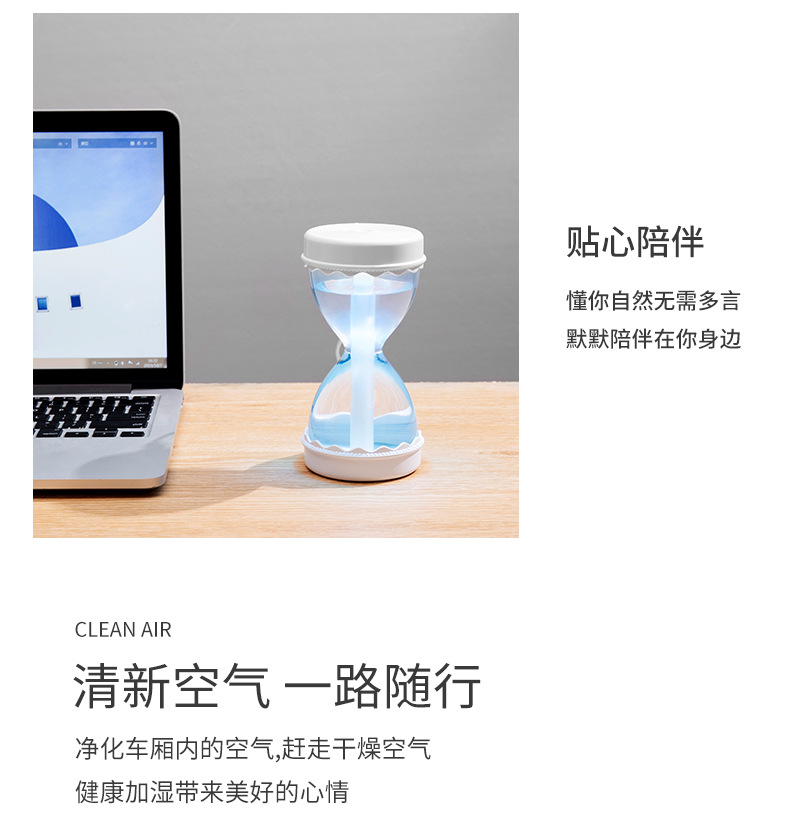 Amazon Creative Hourglass Humidifier Mini USB Seven Color Night Light for Home & Office Use Car Hourglass Humidifier