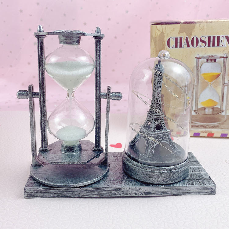 European-Style Retro Hourglass Luminous Tower Decoration Hourglass Craft Desktop Decoration Student Gift