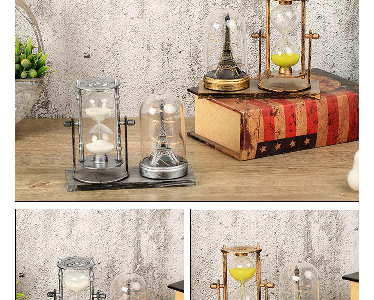 European-Style Retro Hourglass Luminous Tower Decoration Hourglass Craft Desktop Decoration Student Gift