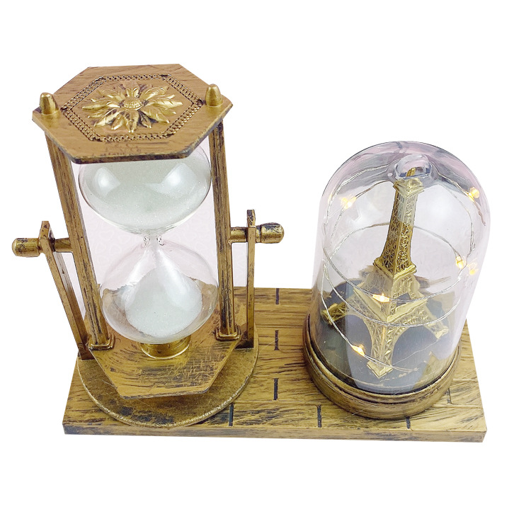 European-Style Retro Hourglass Luminous Tower Decoration Hourglass Craft Desktop Decoration Student Gift