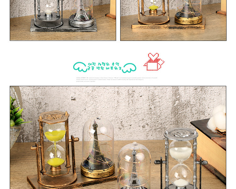 European-Style Retro Hourglass Luminous Tower Decoration Hourglass Craft Desktop Decoration Student Gift