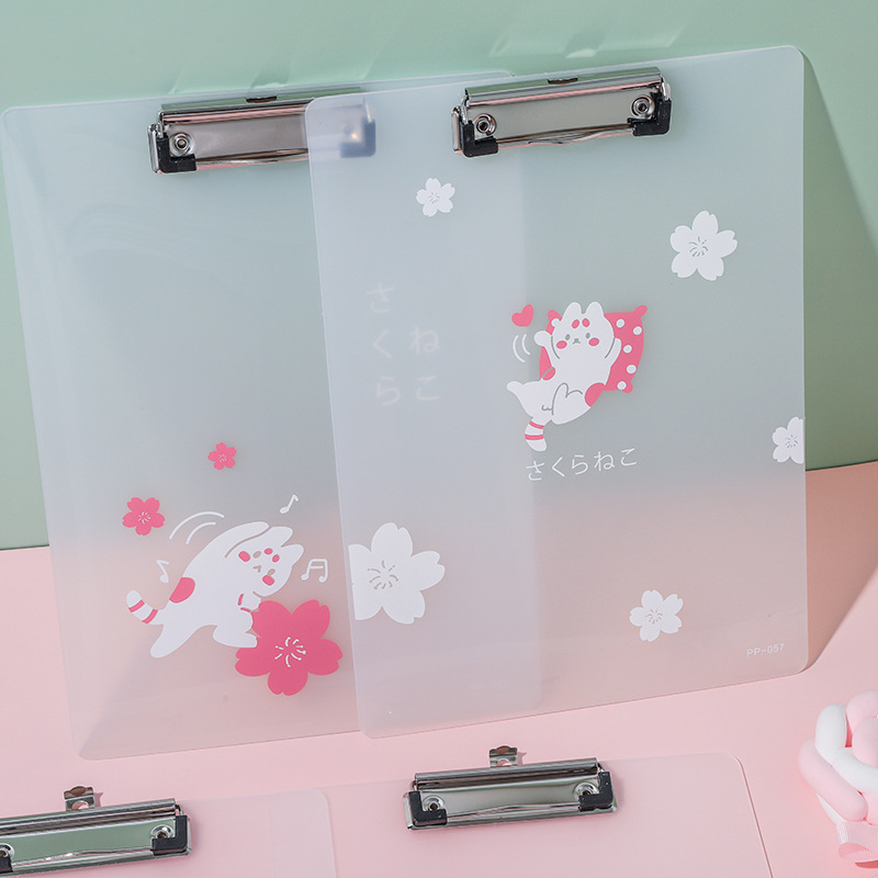 PP Plastic Board Folder A4 Folder Cartoon Student Writing Pad Translucent File Menu Holder