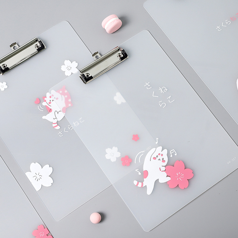 PP Plastic Board Folder A4 Folder Cartoon Student Writing Pad Translucent File Menu Holder