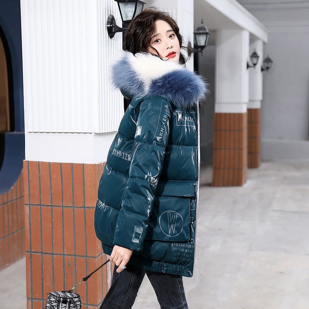 Glossy Cotton-Padded Clothes 2020 New Women's Korean Style Winter Mid-Length Thick Disposable Cotton-Padded Clothes Loose down Cotton Jacket Fashion