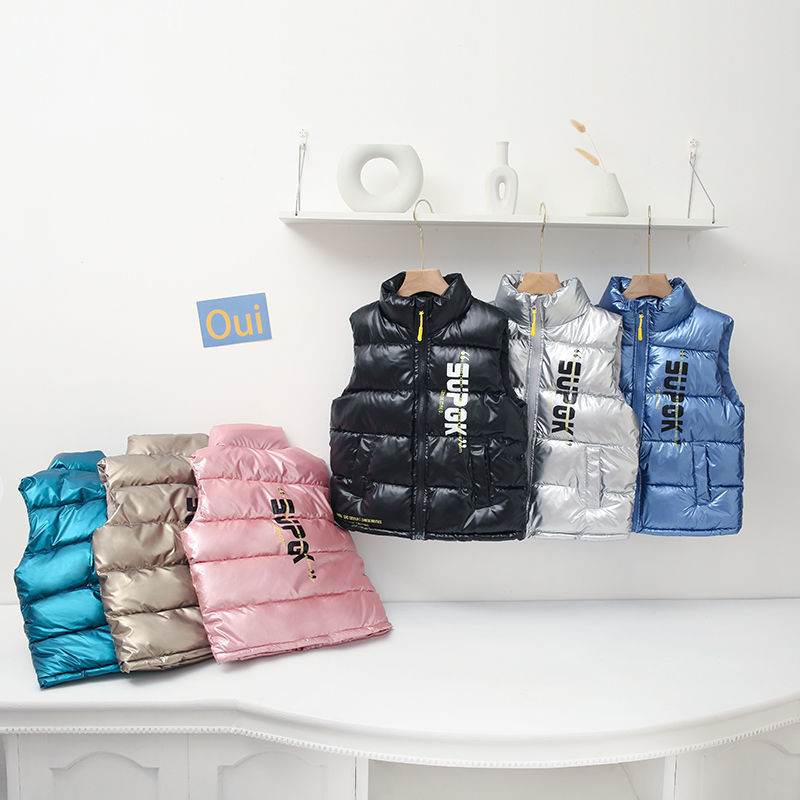 Children&#039;s down Cotton Vest 2021 Autumn and Winter New Medium and Large Children&#039;s Thickened Disposable Vest Baby Girl Warm Waistcoat