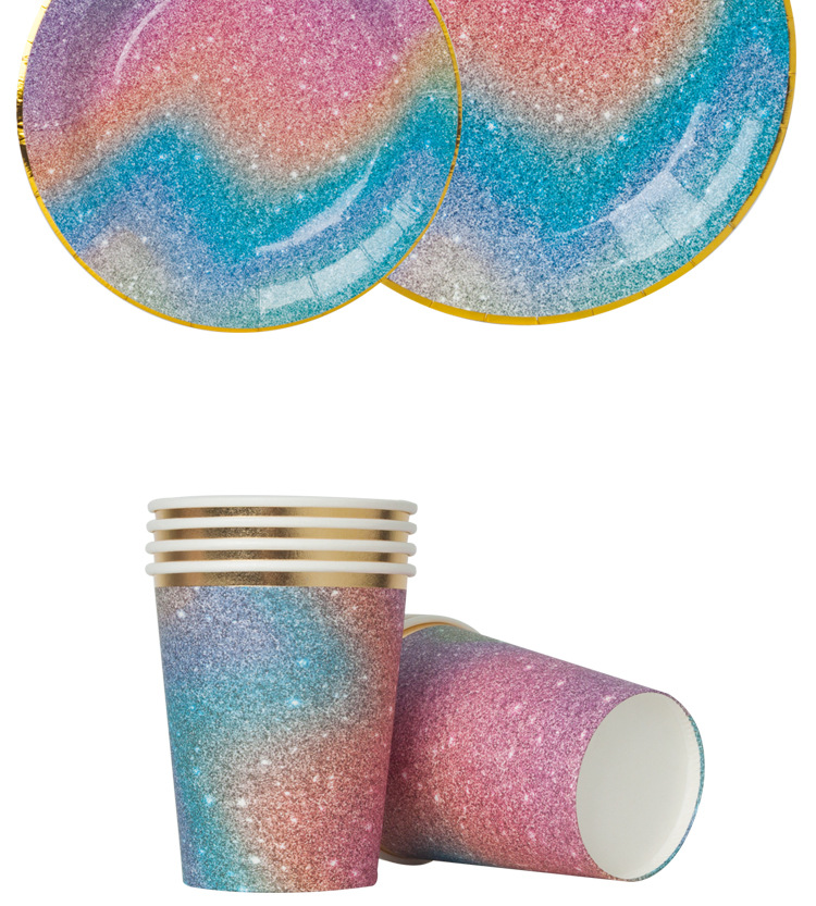 Party Supplies Starry Sky Bronzing Tableware Disposable Bronzing Tableware Theme Starry Sky Party Tableware Decoration Set