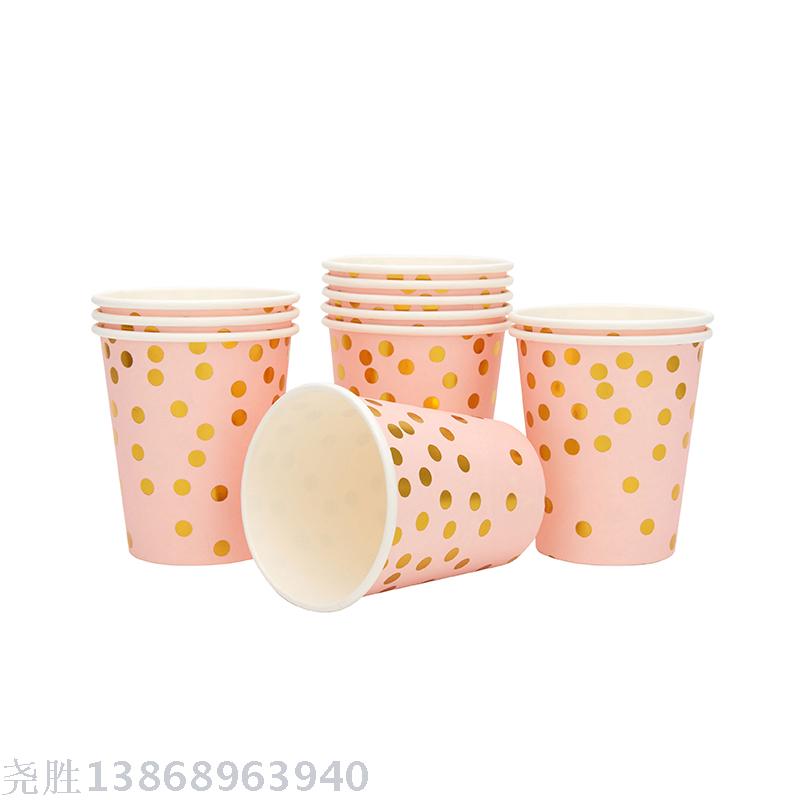 Pink Gold Pot Disposable Tableware Set for Party and Banquet