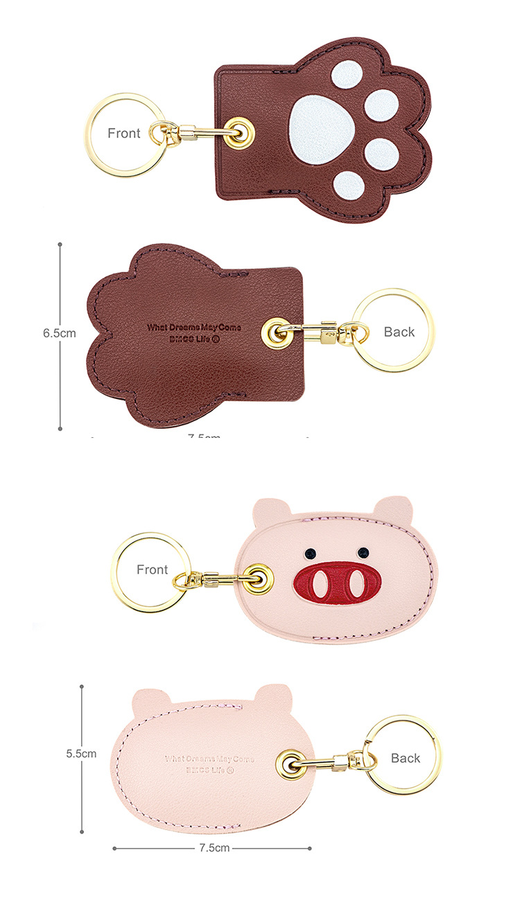 Bamenchongshe Cartoon Access Card Leather Case Personality Creative Keychain Pendant Cute Girl Bag Hanging Small Gift