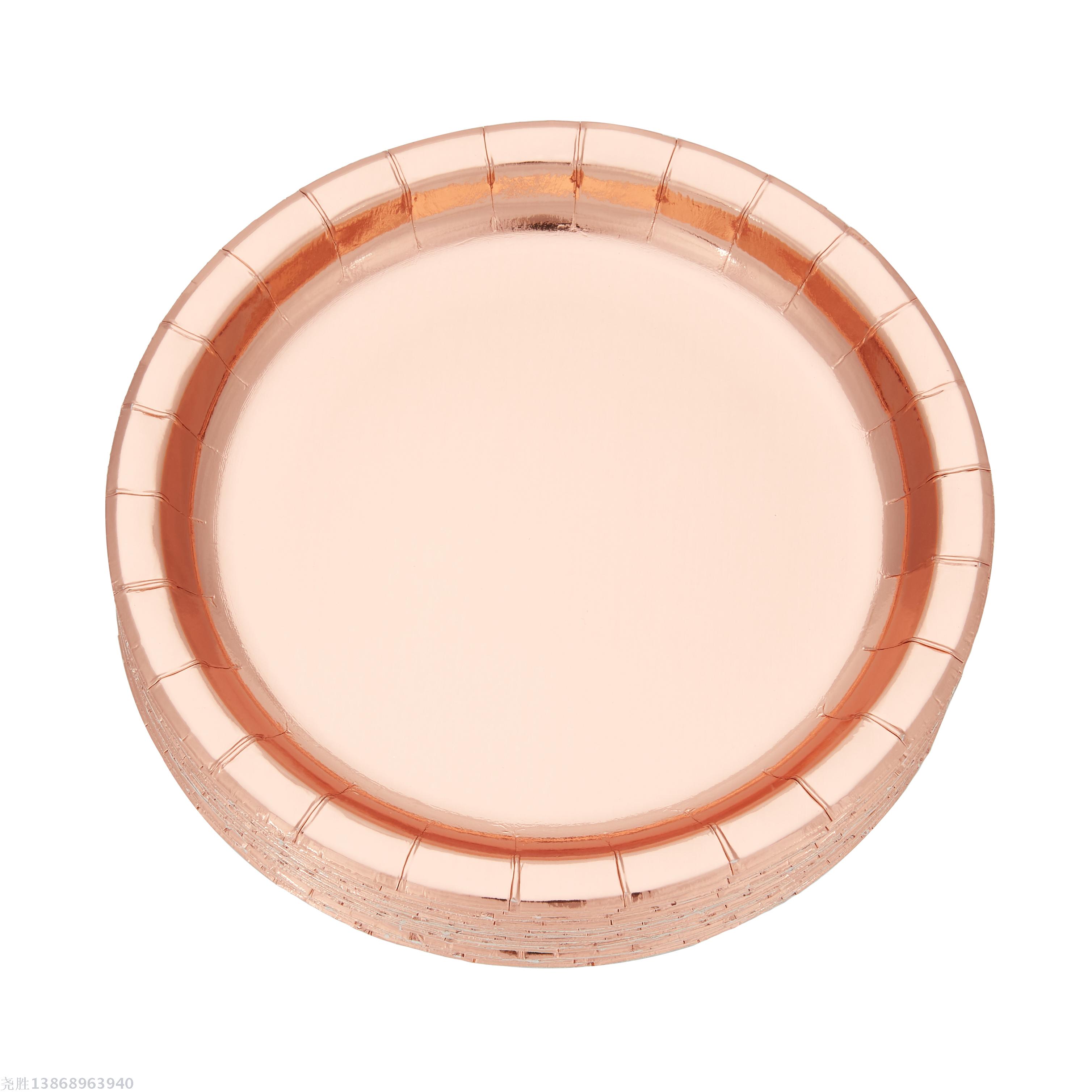 Eco-Friendly Rose Gold Disposable Tableware Set for Birthday Decorations