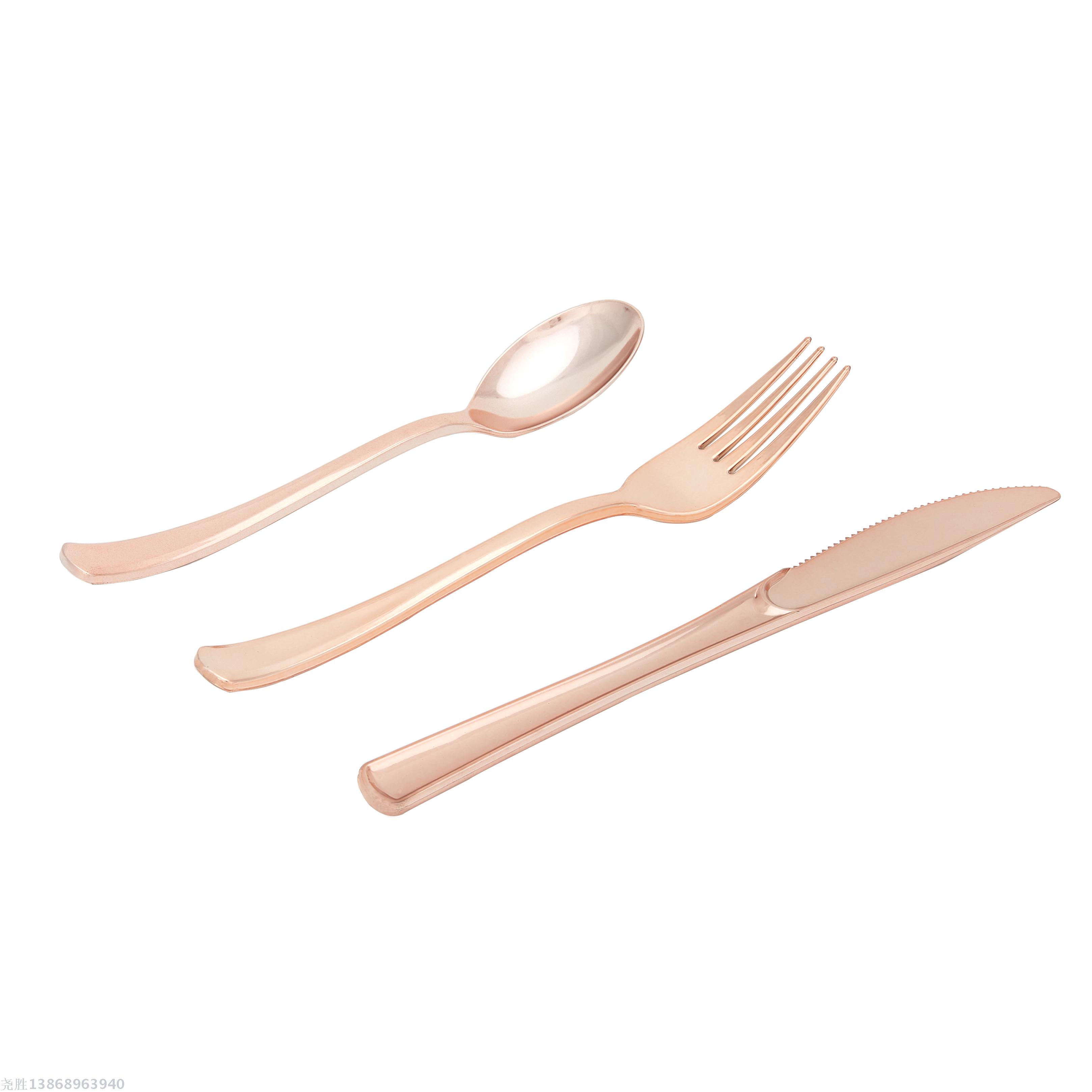 Eco-Friendly Rose Gold Disposable Tableware Set for Birthday Decorations