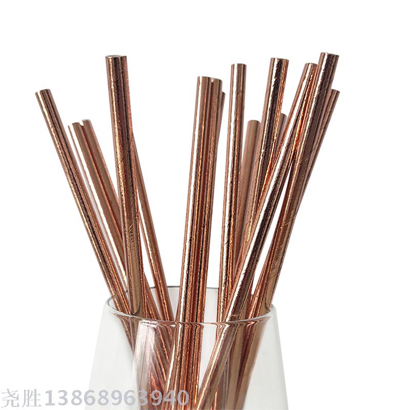 Eco-Friendly Rose Gold Disposable Tableware Set for Birthday Decorations