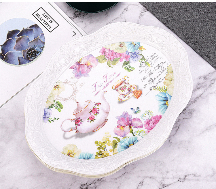 Hotel European Melamine Tray Fruit Plate Cake Plate Tea Set Tray Multi-Functional Storage Tray