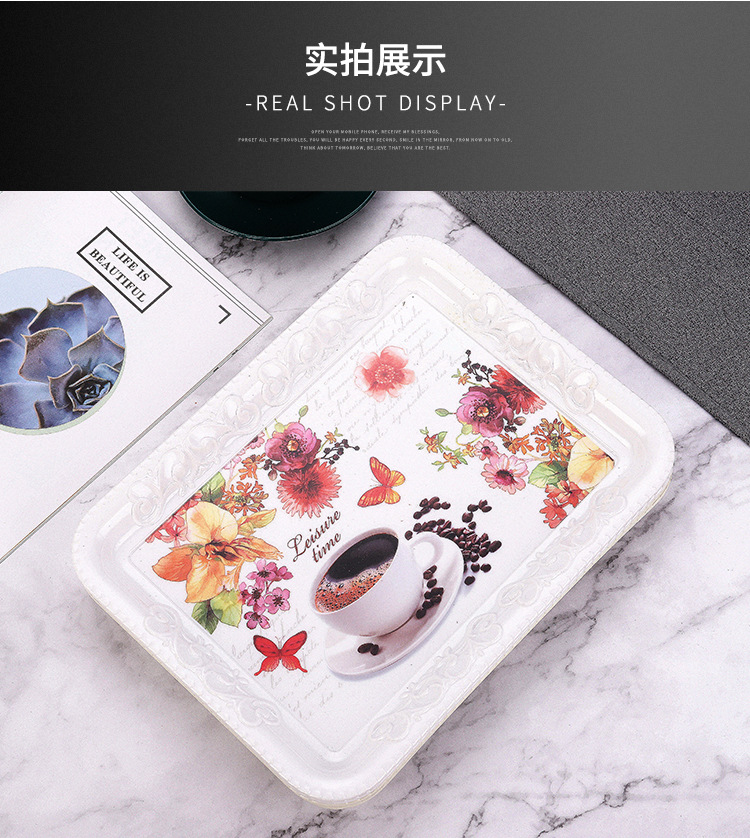Hotel European Melamine Tray Fruit Plate Cake Plate Tea Set Tray Multi-Functional Storage Tray