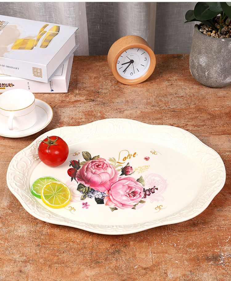 Hotel European Melamine Tray Fruit Plate Cake Plate Tea Set Tray Multi-Functional Storage Tray