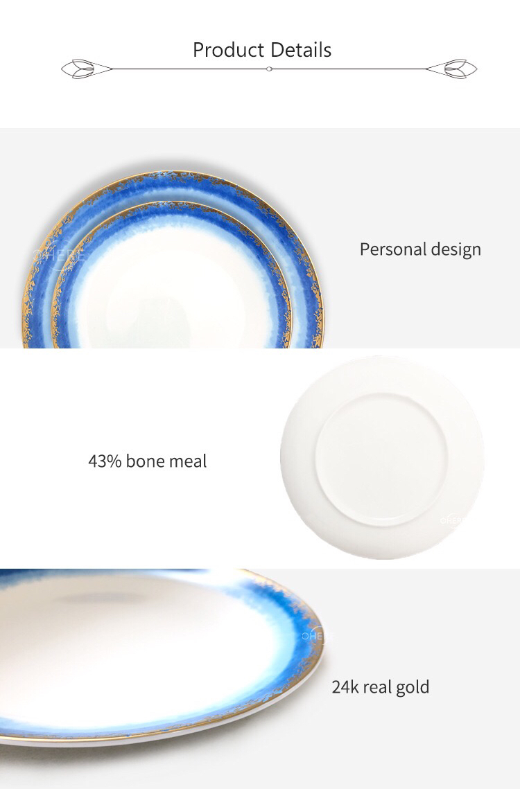 High Bone Porcelain Plate Ceramic Tableware Western Food Plate Large Plate Dish Disc Shallow Plate Tray Cake Fruit Salad Plate