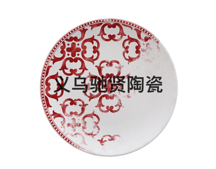 High Bone China Cutlery Plate Ceramic Western Cuisine Plate Bread Fruit Cake Plate Disc Shallow Plate Plate Dish Large Tray