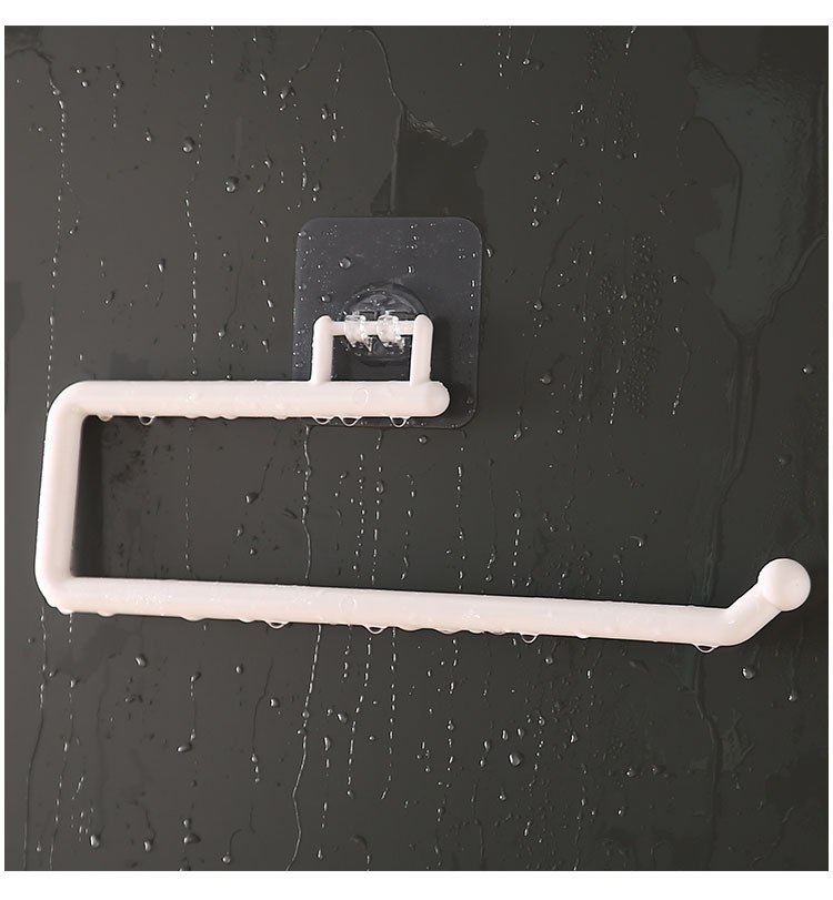 Kitchen Towel Rack Wall Hanging Lazy Rag Rack Punch-Free Toilet Paper Roll Holder Plastic Wrap Storage Rack Bathroom Towel Rack