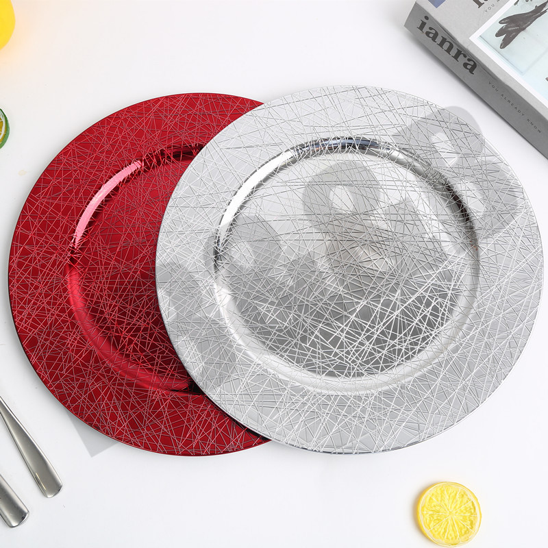2020 New European-Style Plate Hotel Wedding Mat Plate Plastic Plate Electroplating Craft Plate Decorative Tray