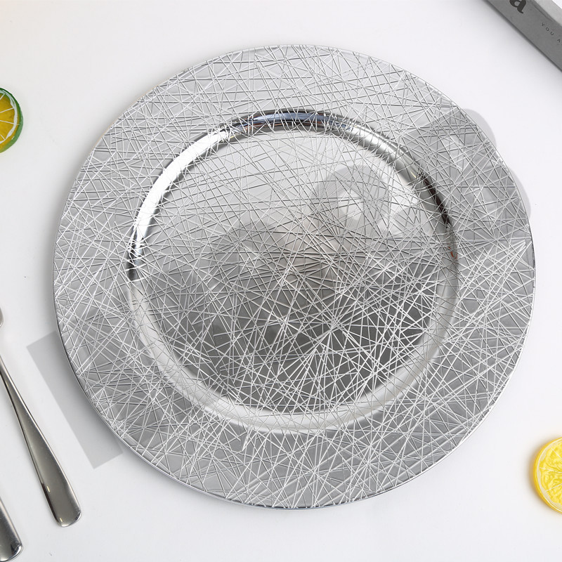 2020 New European-Style Plate Hotel Wedding Mat Plate Plastic Plate Electroplating Craft Plate Decorative Tray