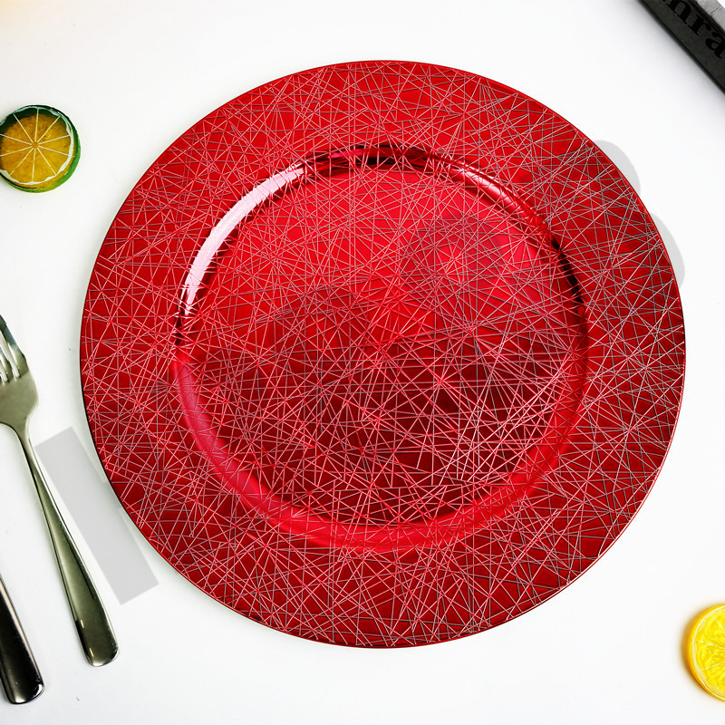 2020 New European-Style Plate Hotel Wedding Mat Plate Plastic Plate Electroplating Craft Plate Decorative Tray