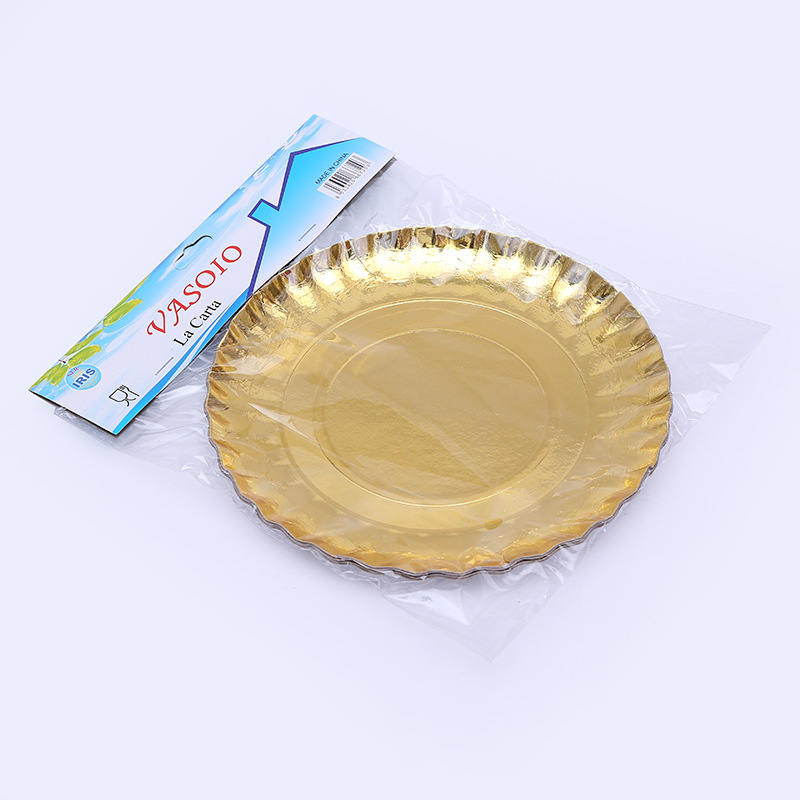 Disposable thickened gold paper plate paper plate wedding party barbecue with a tray steak lamb chops manufacturers direct