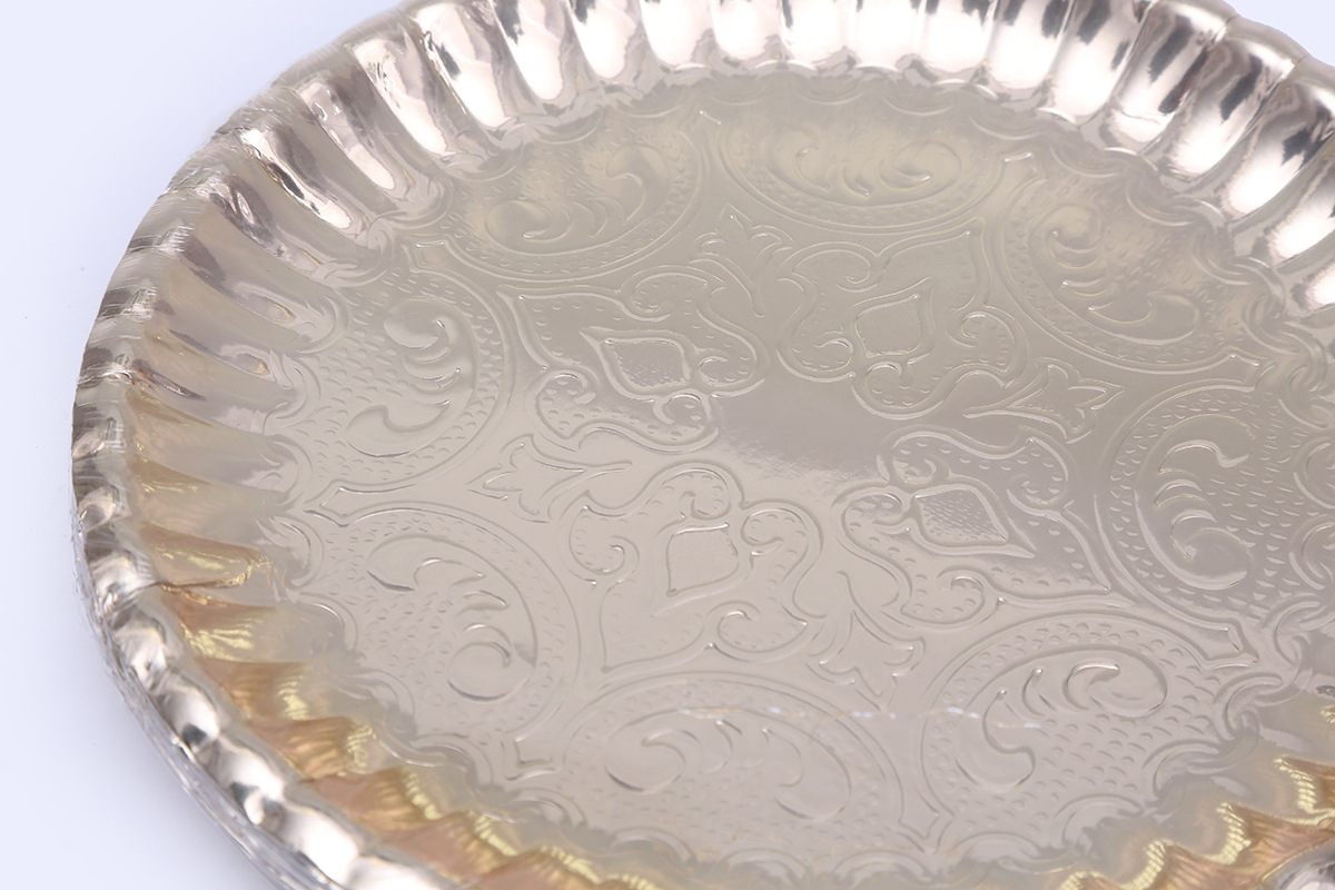 Disposable thickened gold paper plate paper plate wedding party barbecue with a tray steak lamb chops manufacturers direct