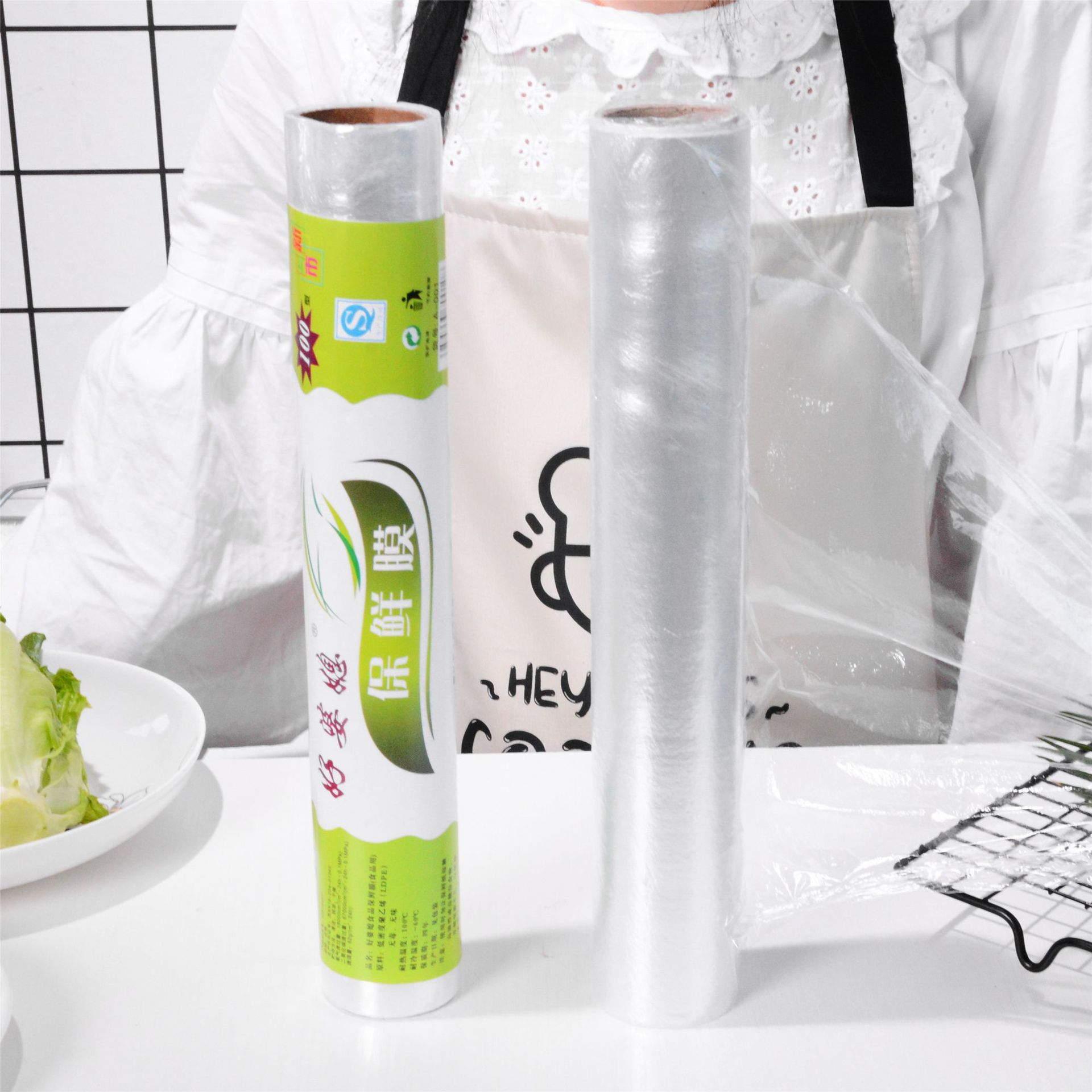 Food Plastic Wrap Kitchen Disposable Plastic Wrap Household Large Roll Stretch Film Fruit and Vegetable Plastic Wrap