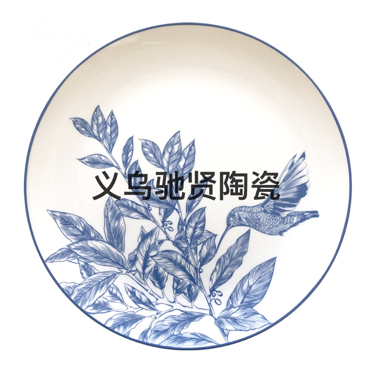 High Bone China Dish Ceramic Tableware Western Food Plate Hotel Table Setting Large Tray Disc Shallow Plate Plate Dish