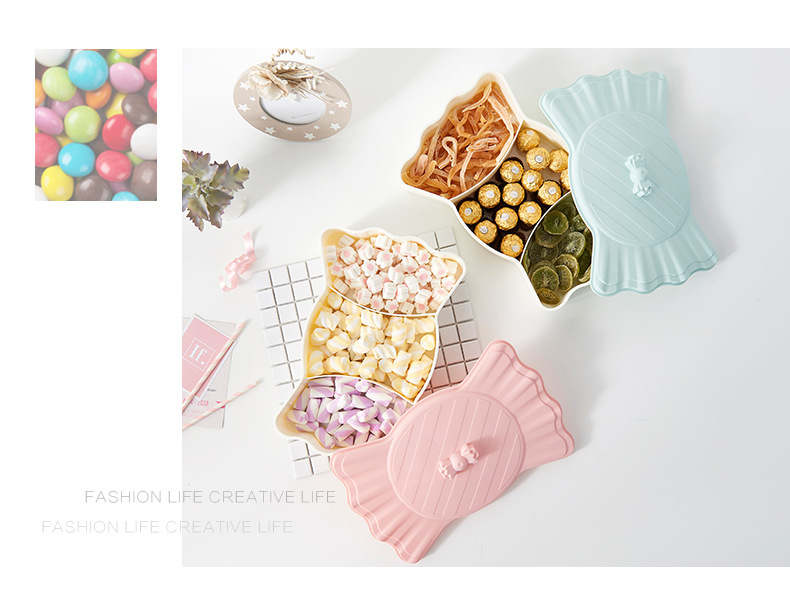 New Creative Dried Fruit Box European-Style Sealed Candy Plate Plastic Multi-Grid Snack Storage Box with Lid New Creative Dried Fruit Box European-Style Sealed Candy Plate Plastic Multi-Grid Snack Storage Box with Lid