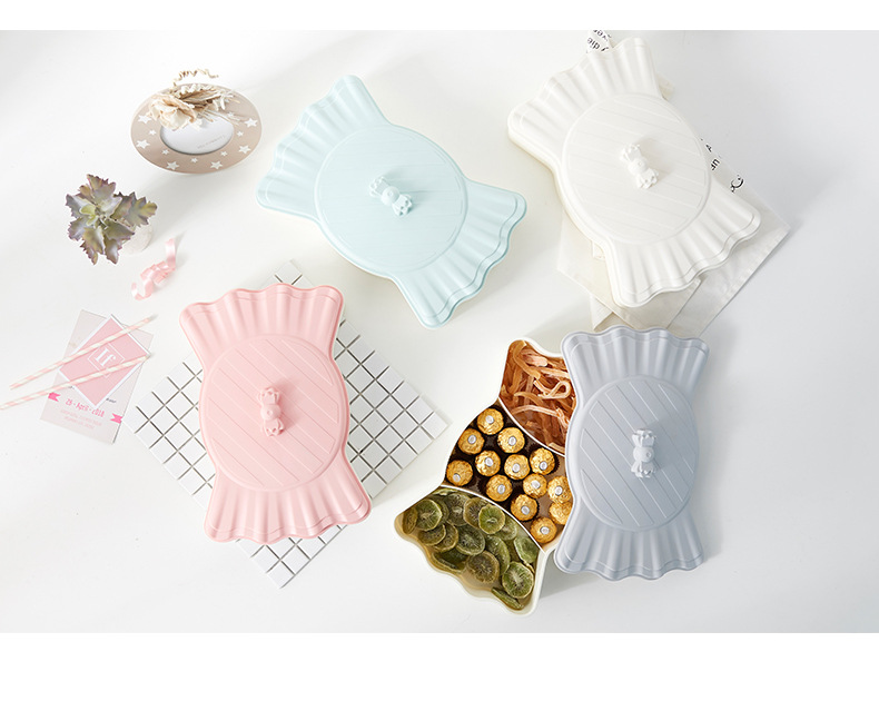 New Creative Dried Fruit Box European-Style Sealed Candy Plate Plastic Multi-Grid Snack Storage Box with Lid New Creative Dried Fruit Box European-Style Sealed Candy Plate Plastic Multi-Grid Snack Storage Box with Lid