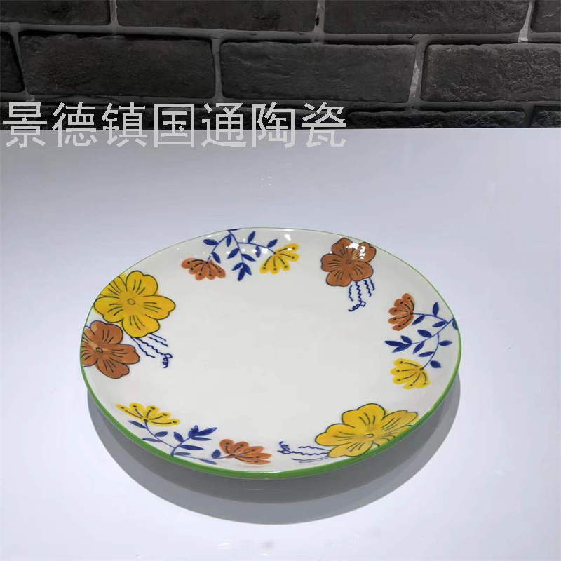 Ceramic Bowl Plate Export Salad Dish Steak Plate round Plate Palte in Blue and White Swing Plate Bread Plate Storage Tray