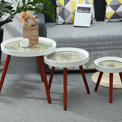 Nordic Style Retro Small Coffee Table Bedroom Sofa Small Table Creative B & B Shop Distressed round Tea Table Tray