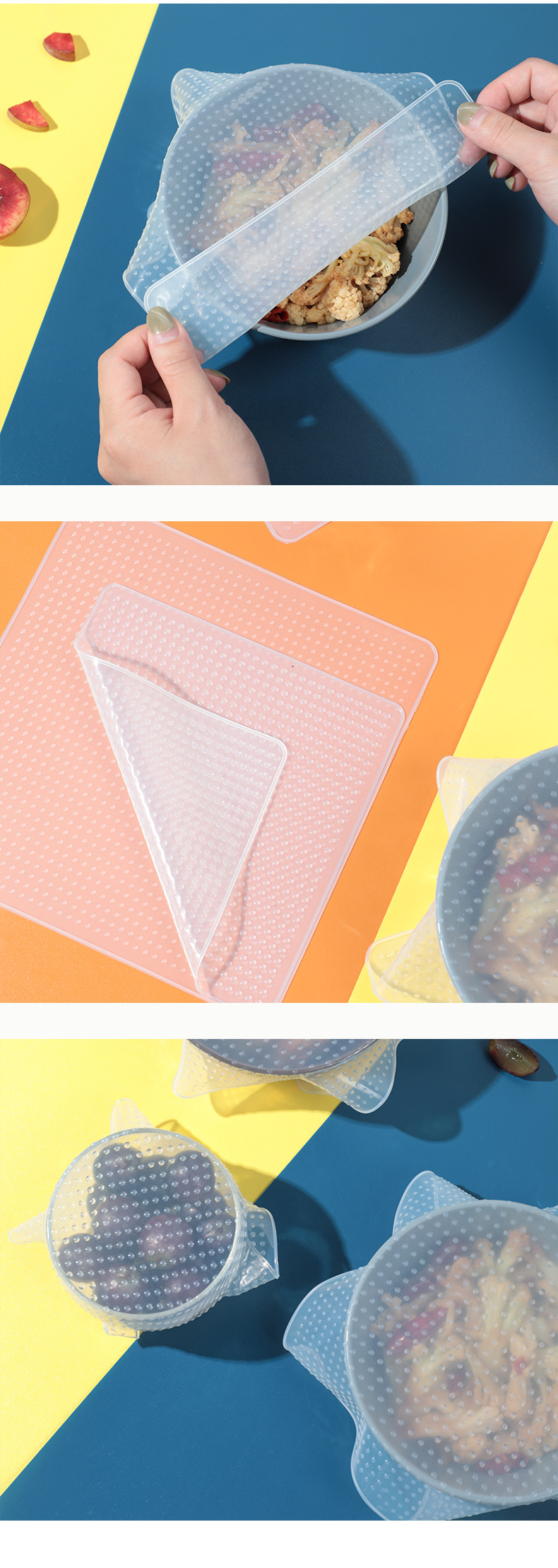 Silicone Plastic Wrap Reusable Sealed Fresh Cover Microwave Bowl Cover Film Kitchen Fresh Cover