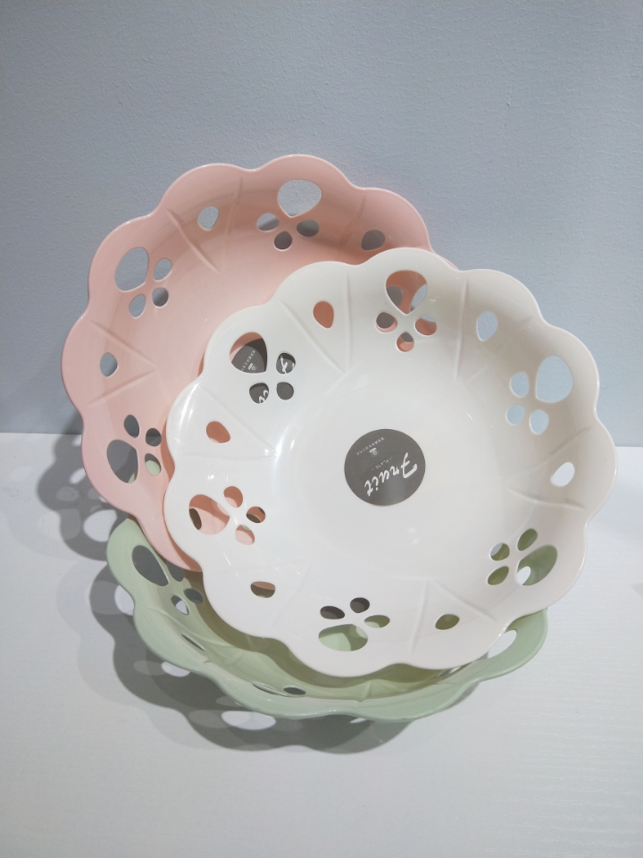 F02-913 Fashion Simple Household Fruit Dish Coffee Table Top Dried Fruit Snack Storage Tray Hollow Water Fruit Dish