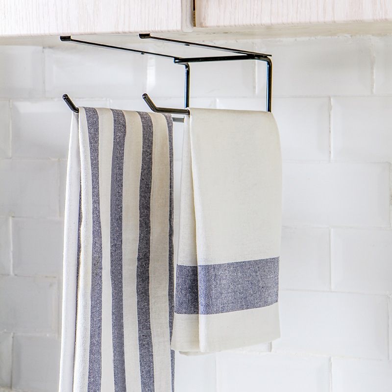 Kitchen Cabinet Punch-Free Iron Painting Towel Plastic Wrap Tissue Roll Paper Storage Rack