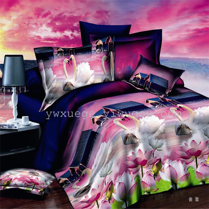 Polyester cotton exporting authentic winter 3D factory outlets scattered active printing bedding set of four---wild blooms Polyester cotton exporting authentic winter 3D factory outlets scattered active printing bedding set of four---wild blooms