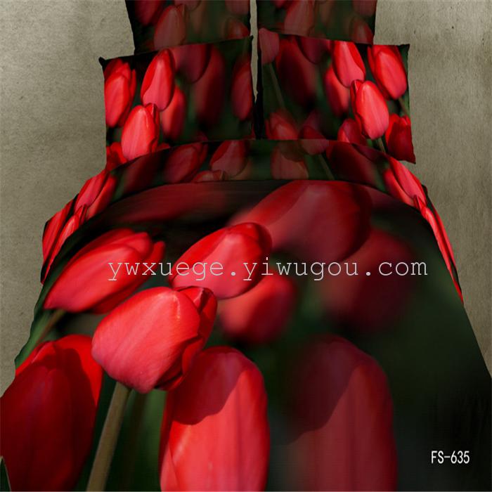 Factory direct sale 2013 fashion boutique cotton 3D ink-wash paintings made of four-piece bedding set