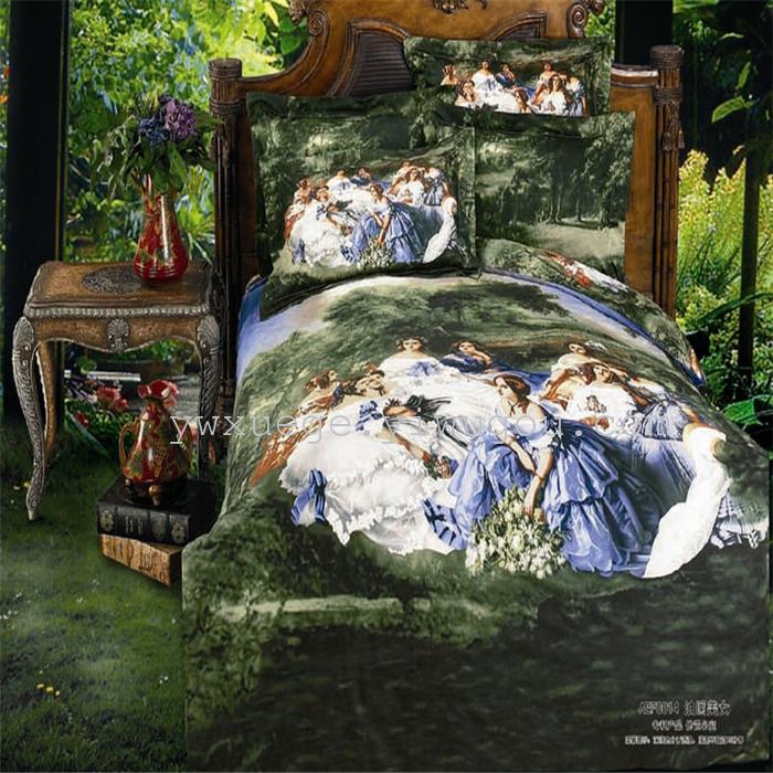 Factory direct sale 2013 fashion boutique cotton 3D ink-wash paintings made of four-piece bedding set