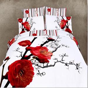 3D creative cotton set of four cotton bedding bedding set of four foreign trade red plum