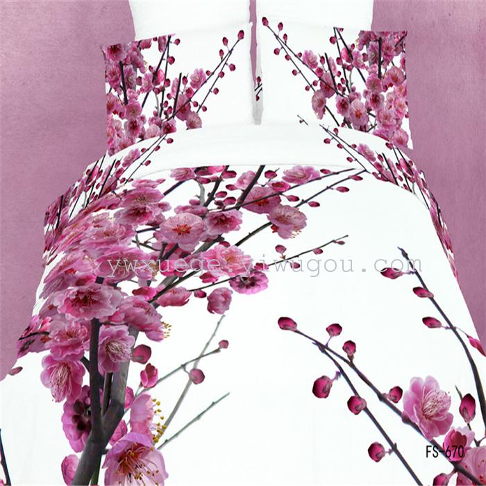 3D creative cotton set of four cotton bedding bedding set of four foreign trade red plum 3D creative cotton set of four cotton bedding bedding set of four foreign trade red plum