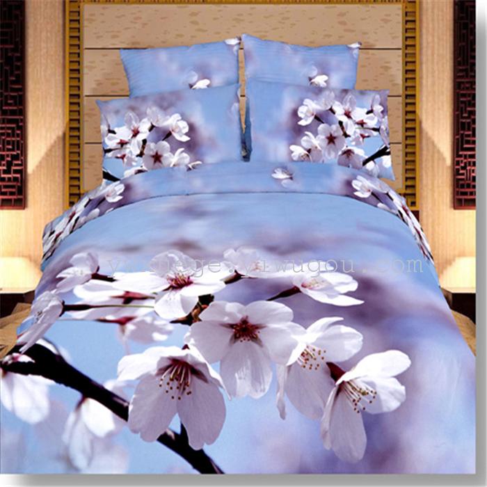 3D cotton four piece 3D creative oil painting landscape series cotton bedding set of four foreign trade bedding