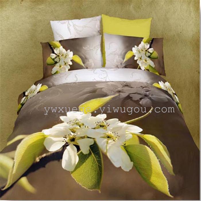 3D cotton four piece 3D creative oil painting landscape series cotton bedding set of four foreign trade bedding