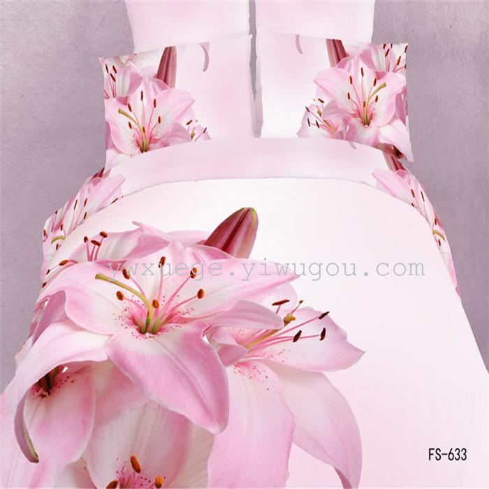 3D cotton four piece 3D creative oil painting landscape series cotton bedding set of four foreign trade bedding