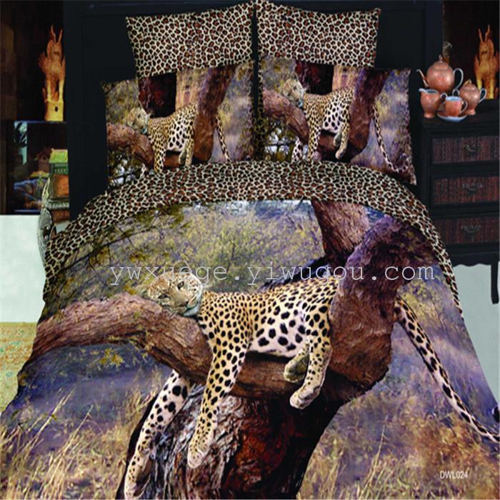 Factory direct sale 2013 fashion boutique cotton 3D ink-wash painting to Tiger in the forest four piece bedding set